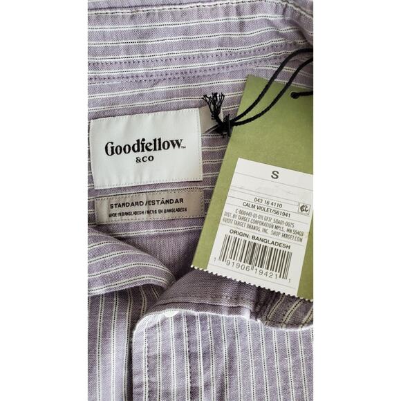 GoodFellow & Co Small Calm Violet Striped Standard Fit Long Sleeve Dress Shirt - Picture 6 of 7